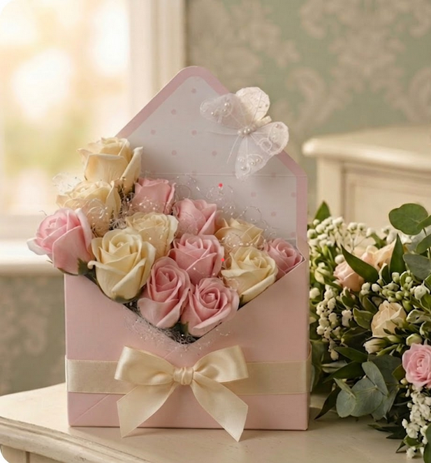 Flower Box w kopercie Kwiaty Mydlane